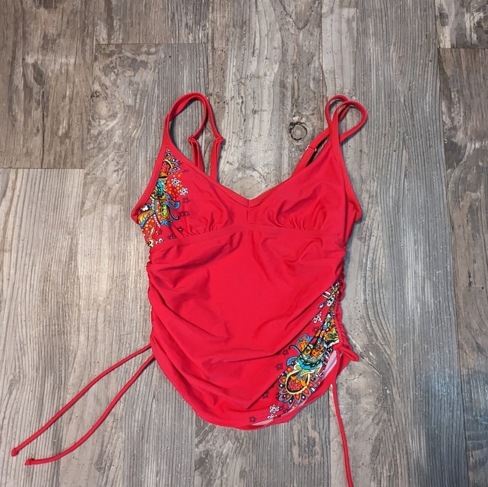 Athleta women's 34 B/C tankini top bright pink floral